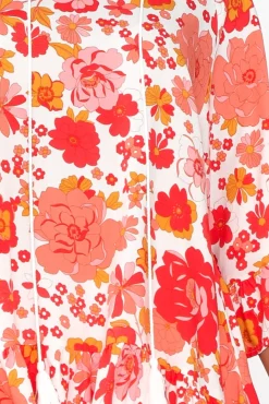 Sleeved Tops<New U Collection Chase Red Bloom Tassel Ruffle Top