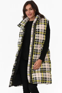Jackets<Foxwood Check It Black Longline Puffer Vest