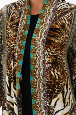 Jackets<Fashion Spectrum Cheetah Brown Silk Short Kimono