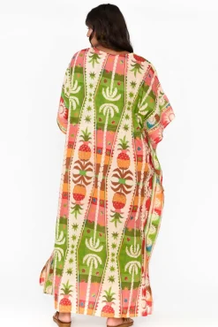 Maxi Dresses<Holiday Chico Tropical Cotton Drawstring Kaftan