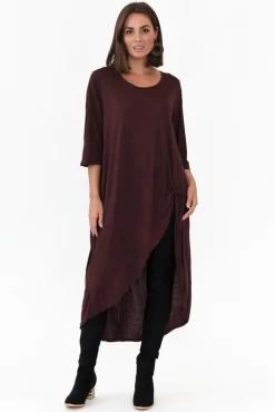 Cotton Tops<Cotton Village Chocolate Crinkle Cotton Asymmetric Tunic
