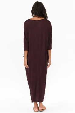 Cotton Dresses<Cotton Village Chocolate Sleeved Pocket Crinkle Cotton Dress