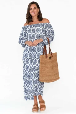 Cotton Tops<Namastai Christina Navy Fiesta Crinkle Cotton Top