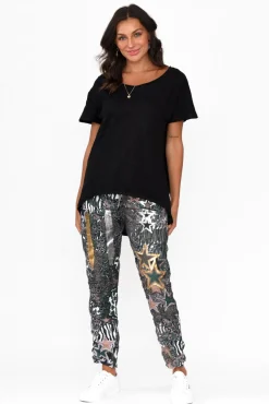 Cotton Tops<Slate the Label Cindi Black Cotton Blend Tee