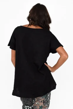Cotton Tops<Slate the Label Cindi Black Cotton Blend Tee