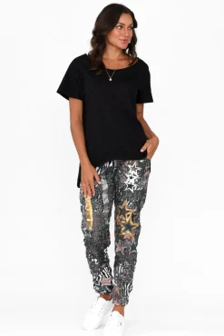 Cotton Tops<Slate the Label Cindi Black Cotton Blend Tee