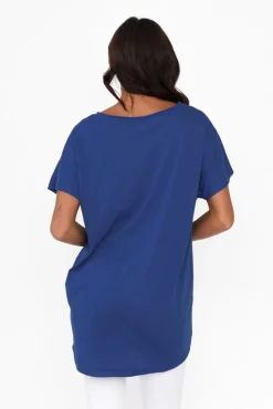 Cotton Tops<Slate the Label Cindi Cobalt Cotton Blend Tee