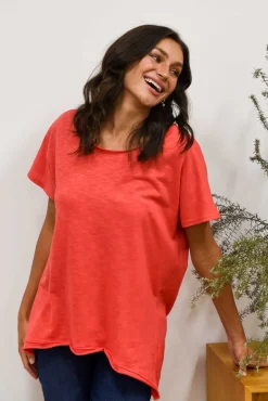 Cotton Tops<Slate the Label Cindi Red Cotton Blend Tee