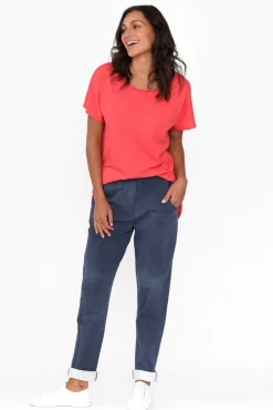 Cotton Tops<Slate the Label Cindi Red Cotton Blend Tee