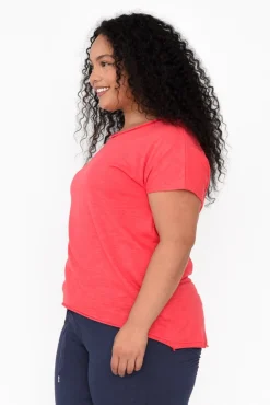 Cotton Tops<Slate the Label Cindi Red Cotton Blend Tee