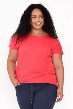 Cotton Tops<Slate the Label Cindi Red Cotton Blend Tee
