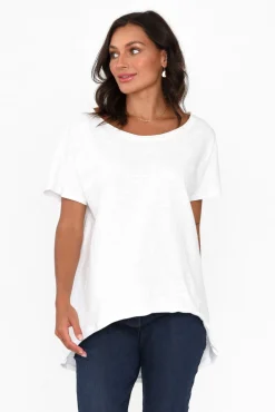 Cotton Tops<Slate the Label Cindi White Cotton Blend Tee
