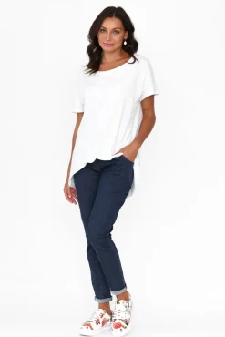Cotton Tops<Slate the Label Cindi White Cotton Blend Tee