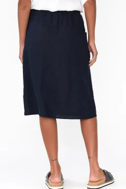 Skirts<Gordon Smith Claire Navy Linen Pocket Midi Skirt