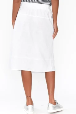 Skirts<Gordon Smith Claire White Linen Pocket Midi Skirt