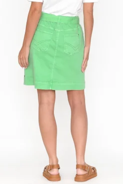 Skirts<Elm Clancy Green Stretch Denim Skirt