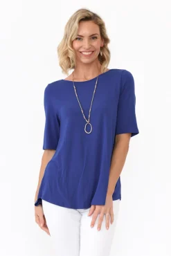 Sleeved Tops<Tani Cobalt Half Sleeve Micro Modal Top