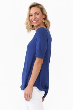 Sleeved Tops<Tani Cobalt Half Sleeve Micro Modal Top
