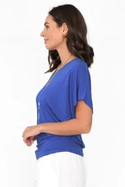 Sleeved Tops<Betty Basics Cobalt Maui Tee
