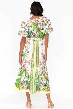 Cotton Dresses<Hammock u0026 Vine Cobana Green Tropical Cotton Belted Dress