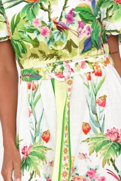 Cotton Dresses<Hammock u0026 Vine Cobana Green Tropical Cotton Belted Dress