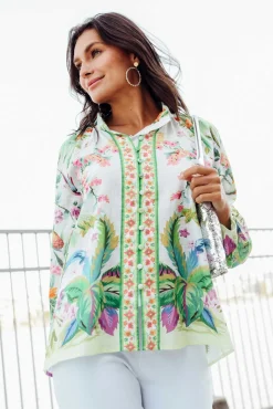 Cotton Tops<Hammock u0026 Vine Cobana Green Tropical Cotton Shirt
