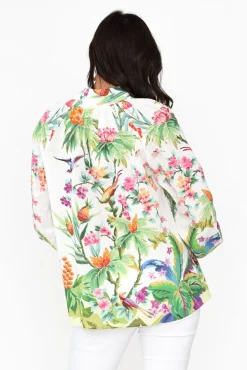 Cotton Tops<Hammock u0026 Vine Cobana Green Tropical Cotton Shirt