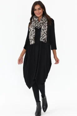 Below Knee Dresses<Cali and Co Coco Black Sleeved Dress