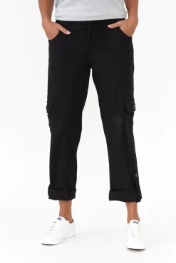 Pants<Willow Tree Colette Black Linen Blend Stretch Pant