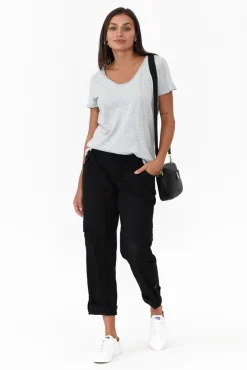 Pants<Willow Tree Colette Black Linen Blend Stretch Pant