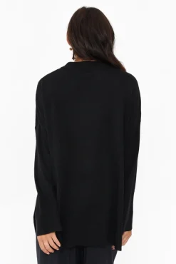 Knitwear<Tirelli Collins Black Wool Blend Split Hem Jumper