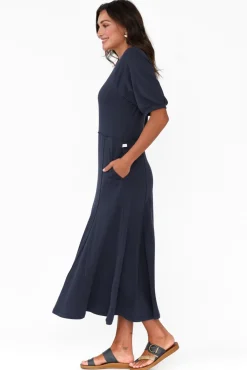 Midi Dresses<One Ten Willow Colorado Navy Cotton Maxi Dress