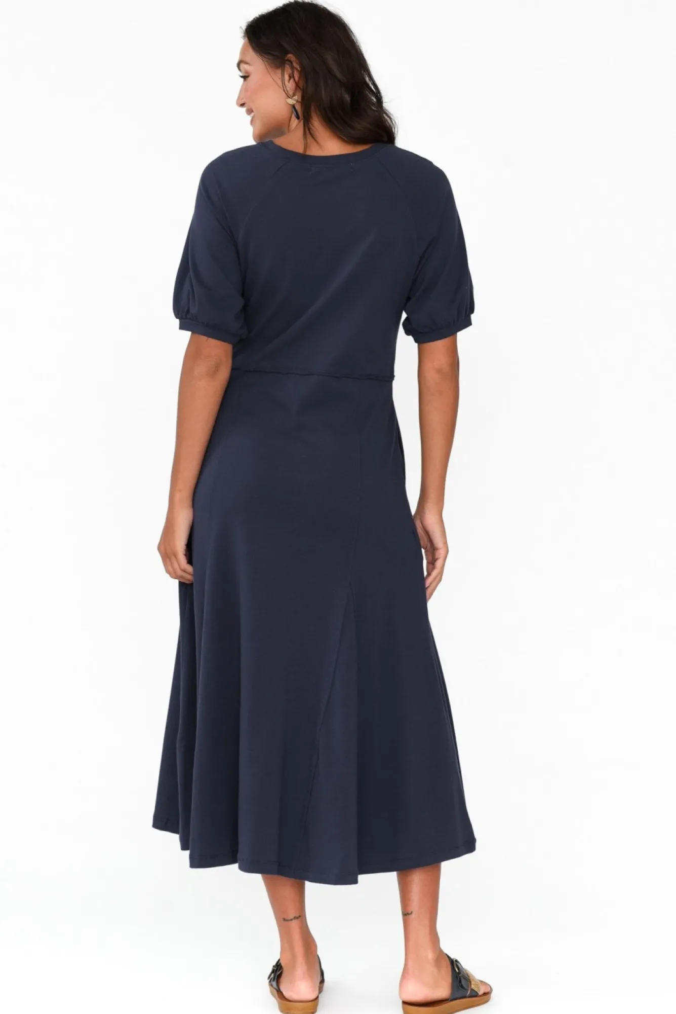 Midi Dresses<One Ten Willow Colorado Navy Cotton Maxi Dress