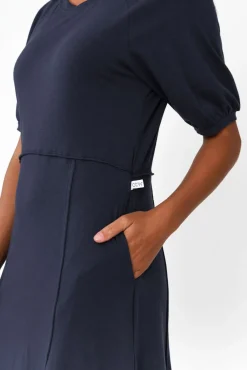 Midi Dresses<One Ten Willow Colorado Navy Cotton Maxi Dress