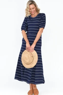 Cotton Dresses<One Ten Willow Colorado Navy Pinstripe Cotton Maxi Dress