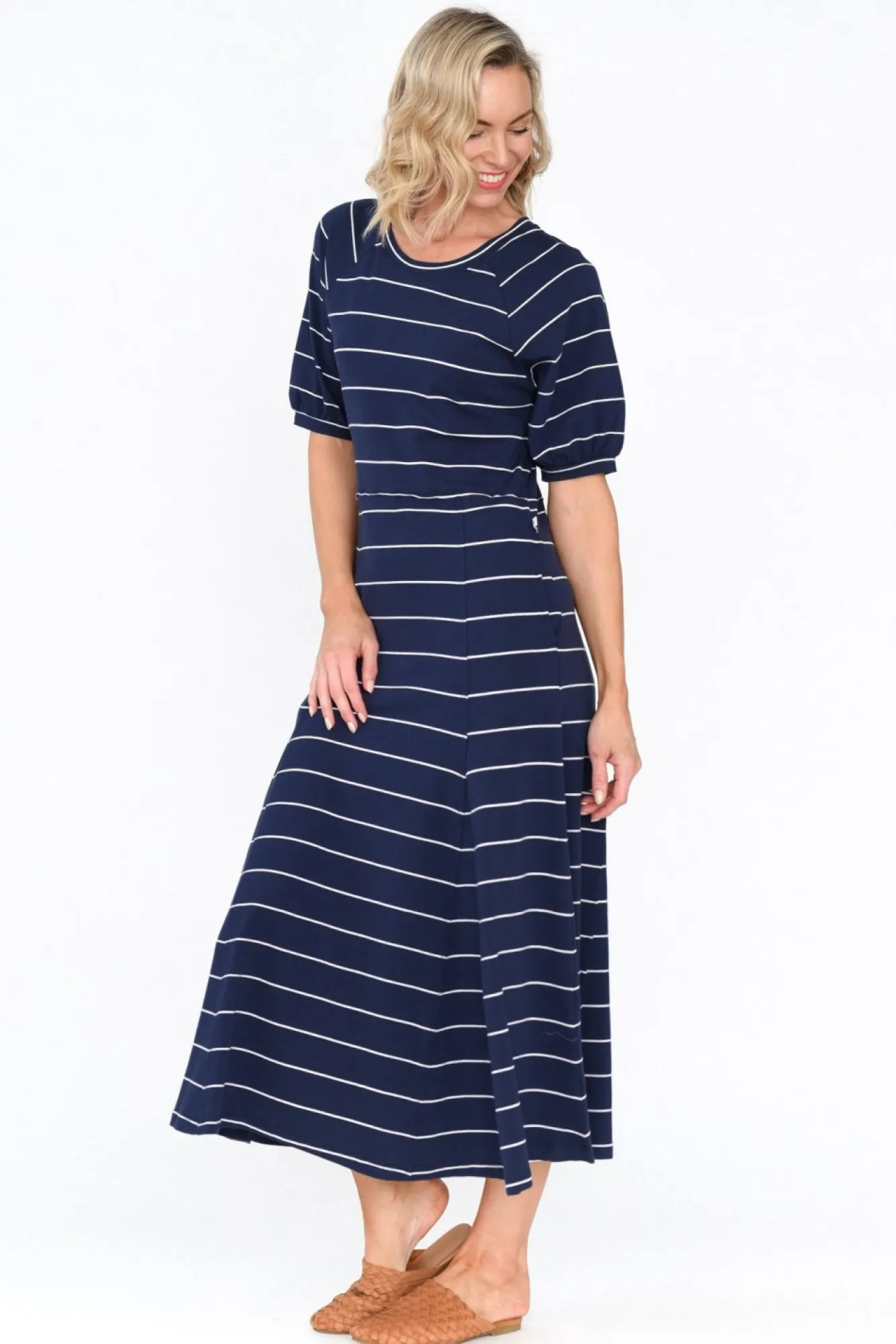 Cotton Dresses<One Ten Willow Colorado Navy Pinstripe Cotton Maxi Dress