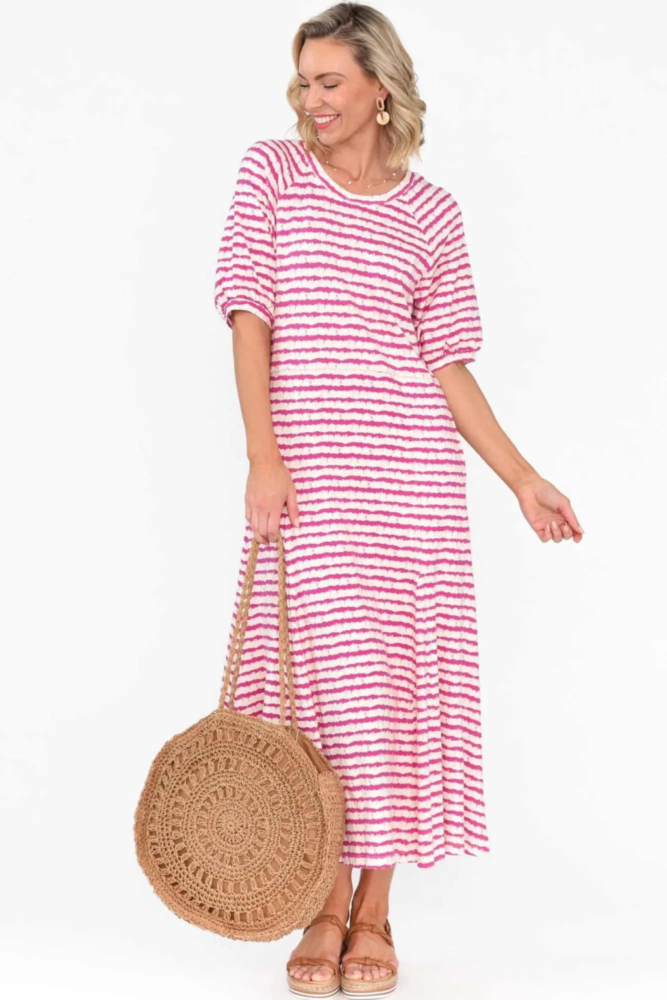 Cotton Dresses<One Ten Willow Colorado Pink Stripe Cotton Maxi Dress