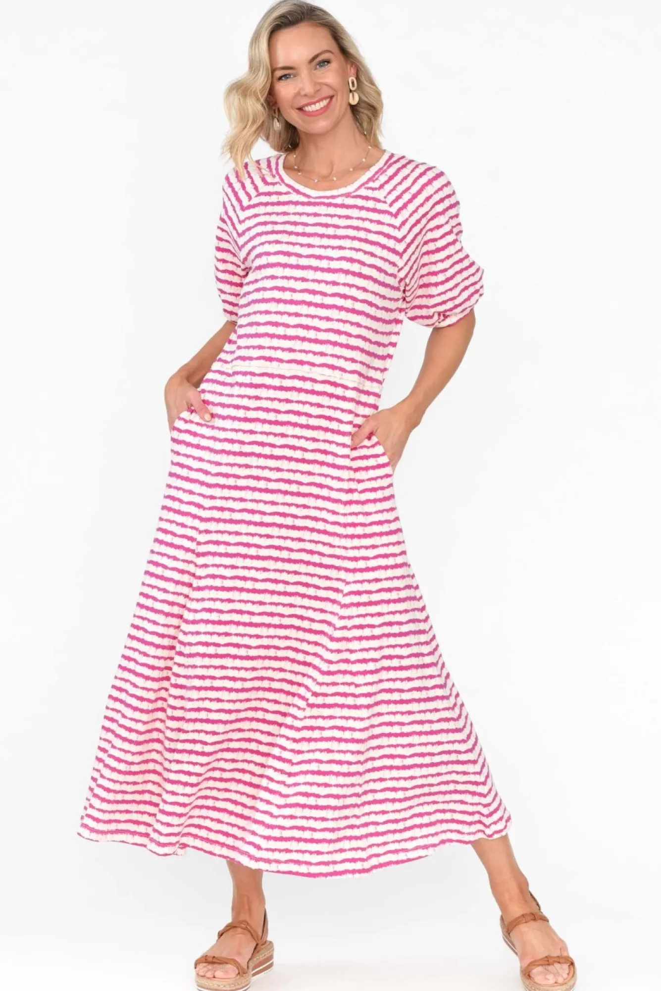 Cotton Dresses<One Ten Willow Colorado Pink Stripe Cotton Maxi Dress
