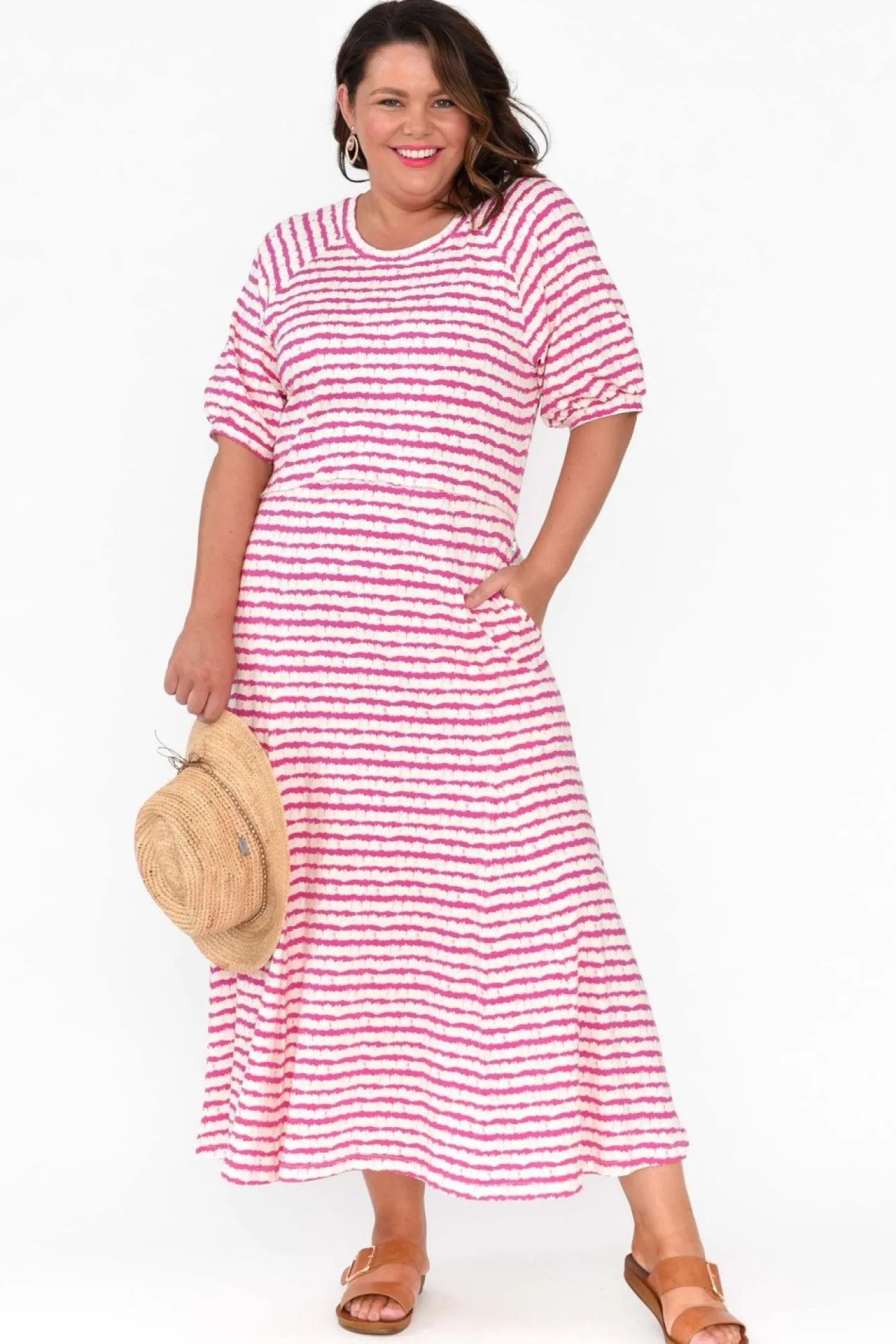 Cotton Dresses<One Ten Willow Colorado Pink Stripe Cotton Maxi Dress