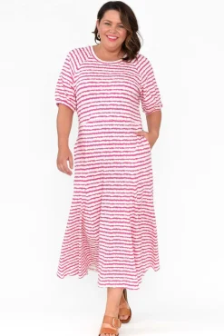 Cotton Dresses<One Ten Willow Colorado Pink Stripe Cotton Maxi Dress
