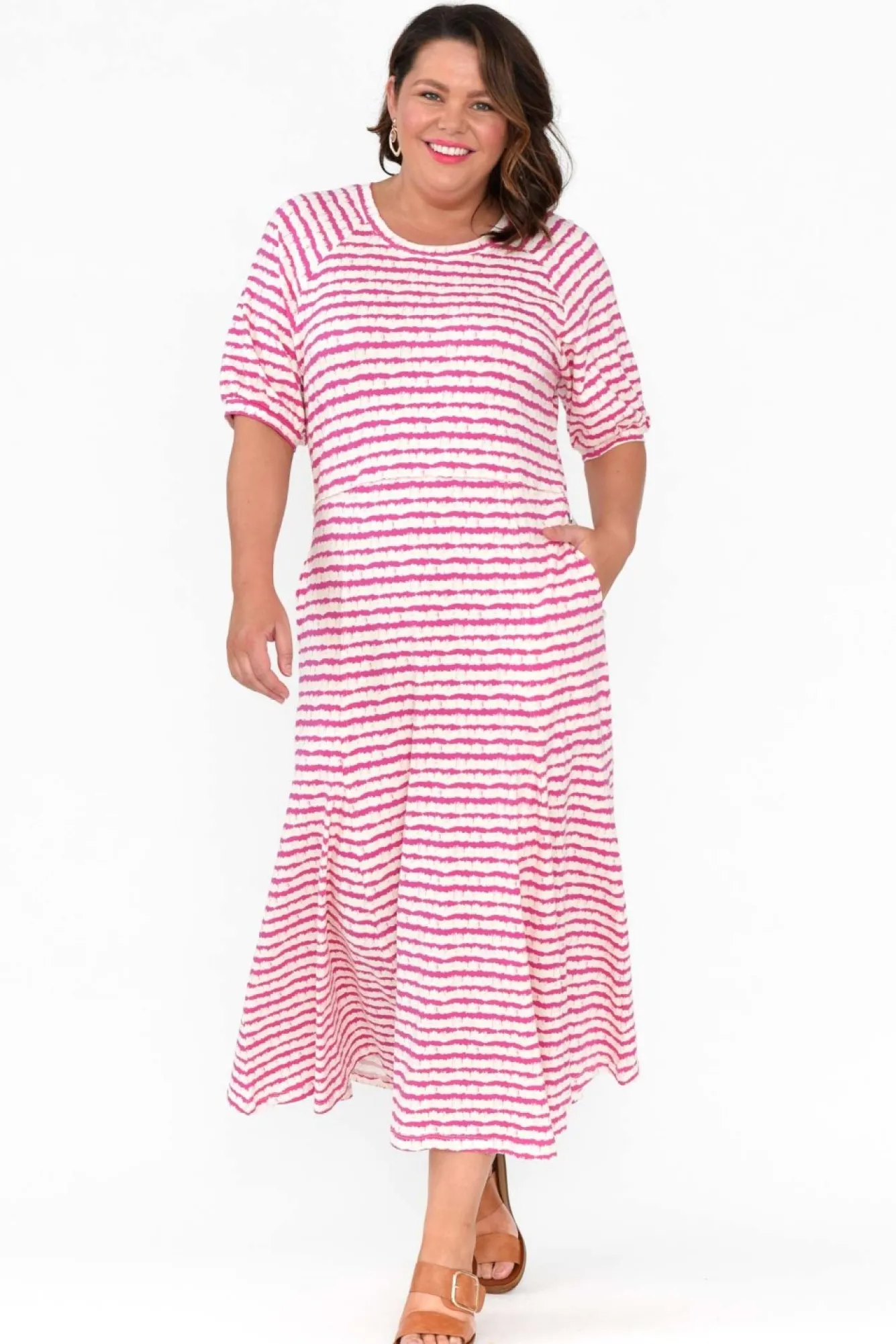 Cotton Dresses<One Ten Willow Colorado Pink Stripe Cotton Maxi Dress