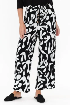 Pants<New U Collection Colton Black Abstract Drawstring Pant