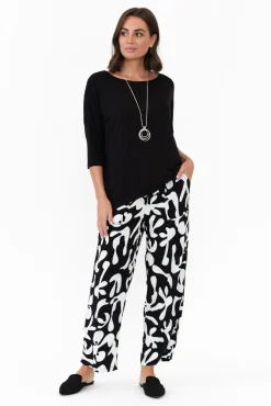 Pants<New U Collection Colton Black Abstract Drawstring Pant