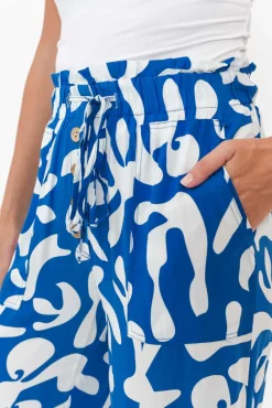 Pants<New U Collection Colton Blue Abstract Drawstring Pant