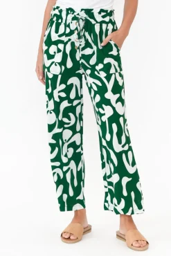 Pants<New U Collection Colton Green Abstract Drawstring Pant