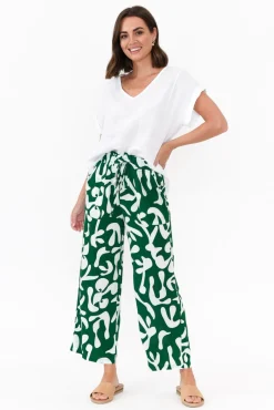 Pants<New U Collection Colton Green Abstract Drawstring Pant