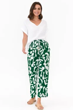 Pants<New U Collection Colton Green Abstract Drawstring Pant