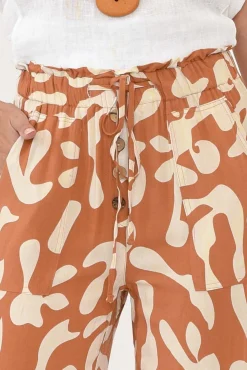 Pants<New U Collection Colton Rust Abstract Drawstring Pant