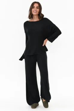 Pants<La Strada Connor Black Modal Blend Knit Pant