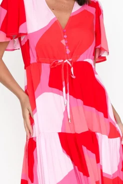 Maxi Dresses<Silver Wishes Cooper Red Abstract Tier Dress